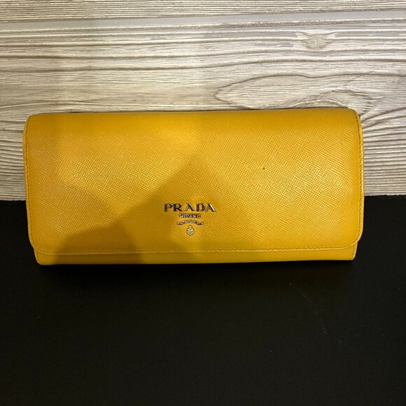Gorgeous Prada Multi Color Yellow, Orange and Brown Double Snap Wallet - Picture 1 of 7